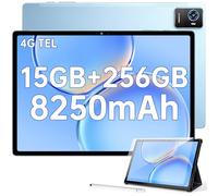 OUKITEL OKT3 Android Tablet - 10.51 Inch Tablets, 15GB RAM + 256GB ROM (TF 2TB), 8250mAh Gaming Tablet, 18W, 1920x1200 FHD+ Smartpad, 4 Stereo Speakers, Dual SIM 4G LTE/5G WiFi/OTG, Blue