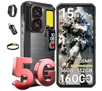 OUKITEL WP300 Rugged Smartphone 5G - Android 15 Rugged Phone,16000mAh Battery, 36GB RAM+512GB ROM+2TB,108MP Camera,6.8" FHD+120Hz Screen, 370LM Headlight,Earphone, NFC, OTG, GPS, 2025(Black)