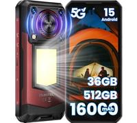 OUKITEL WP56 Rugged Smartphone 5G - Android 15 Phone, 36GB +512GB/2TB, 16000mAh Rugged Phones, Ultra-Bright Camping Light, 108MP Camera, 120Hz 6.8", 5G Smartphones Waterproof, NFC/GPS/OTG, 2025(Red)