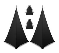 OUKMIC DJ Speaker Stand Cover Black, 360 Degree Tripod Skirt with Storage Bag for Stage Gig, Wedding and Banquet Event - 2 Pack