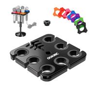 OUKMIC Multi Microphone Holder with Desktop Mic Stand, Square Tray with Cable Slots Holds Up to 7 Mics, Wired and Wireless Mic Holder for Stage Organizer and Display-7 Anti-roll Rings Included