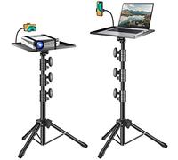 OUKMIC Projector Stand Tripod,Laptop Tripod Projector Stand Adjustable Height 26 to 52 Inch with Gooseneck Phone Holder,Portable Floor Stand for Outdoor Movies-Detachable Computer DJ Racks.