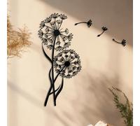 OUKMXSY 4pcs Metal Dandelion Wall Art, 7.3x15.7inch, Flying Seeds Design, Creative Modern Home Decor, Unique Sculptural Wall Hanging, Artistic Metal Sign for Home & Kitchen Decor, Ideal Housewarming