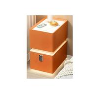 OUKMXSY Narrow Smart Nightstand with Drawers, Modern Solid Wood Bedside Table Password Lock and Sensor Light Small PU Night Stand End for Bedroom