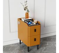 OUKMXSY Nightstand with 3 Drawers and Charging Station, Smart LED Bedside Tables USB Ports, Slim Small Cabinet in Bedroom Multifunctional End