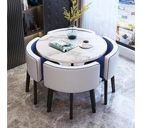 OUKMXSY Round Dining Table Set for 4 Chairs,Modern & Coffee and 1 Chairs Chair Set,Marble table top/PU dining chair Set,for Lounge,Living Room,Kitchen