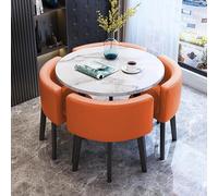 OUKMXSY Round Dining Table Set for 4 Chairs,Modern & Coffee and 1 Chairs Chair Set,Marble table top/PU dining chair Set,for Lounge,Living Room,Kitchen