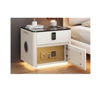OUKMXSY Smart Bedside Table with Charging Station & Usb/Type-C Ports Modern Led Nightstand Hidden Safe and Combination Lock Drawer, Speaker Sensor Light for Bedroom