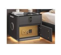 OUKMXSY Smart Bedside Table with Charging Station & Usb/Type-C Ports Modern Led Nightstand Hidden Safe and Combination Lock Drawer, Speaker Sensor Light for Bedroom