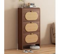 OUKMXSY Wood Shoe Storage Cabinet with 3 Flip Doors Freestanding Organizer for Entryway Narrow Hidden Rack Accent Floor Home Furnishing(50 cm)