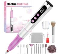Oukzon Cordless Electric Nail Drill - 13 in 1 Nail File Kit 35000RPM, Professional Nail Drill Machine with LED Display, Dust Cover & 5 Speeds, Rechargeable Manicure Pedicure for Acrylic & Gel Removal
