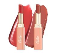 Oulac Apple Red Lipstick & Apricot Peach Lipstick, Moisturizing Lipsticks for Dry Lips, Medium Coverage | Glossy Finish, Juicy Look, Vegan (01/16)