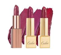 Oulac Burgundy Metallic Shine Lipstick Set - Lip Set for Women, Red Lip Color Kit, Creamy Formula, Full Coverage, Hydrating & Smooth, Infused with Shea Butter, Vegan, Clean Beauty B606(606+D04+D14)