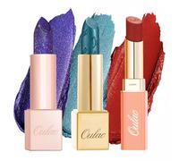 Oulac Halloween Liptick Kit | Red Satin Matte Lipstick, Green Shimmer Metallic Lipstick | Infused with Shea Butter, Moisturising, Blue Long Lasting Lip | Vegan, High-Pigment(SG07+D01+MSD20)