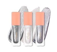 Oulac Liquid Glitter Eyeshadow Set - Metallic Icy White & Silver Shimmer Eyeshadow & Eyeliner, Blendable Eye Make-up, Crease-Resistant, Vegan (01/27/13)