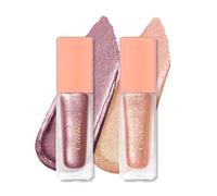 Oulac Liquid Glitter Eyeshadow Set - Metallic Pink & Sheer Pink Eyeshadow Set, Liquid Shimmer Eyeliner, Blendable Eye Make-up, Crease-Resistant, Vegan (02/04)