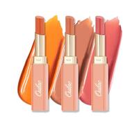 Oulac Moisture Shine Lipstick Set - Moisturising Peach Lipstick & Orange Lipstick, Tinted Lip Balm for Dry Lips, Lip Colour Juicy Look, Glossy Finish, Vegan, Cruelty-Free (04/05/08)