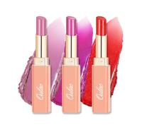 Oulac Moisture Shine Lipstick Set - Violet, Mauve Pink, Red Lipstick, Lip Care for Dry Lips, Glossy Lip Colour, Juicy Look, Vegan (S2/S4/S6)