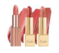 Oulac Orange Metallic Shine Lipstick Set - Lip Set for Women, Coral Lip Color Kit, Creamy Formula, Full Coverage, Hydrating & Smooth, Infused with Shea Butter, Vegan, Clean Beauty B605(605+D02+D05)