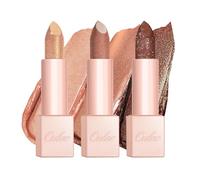 Oulac Pink Glitter Moisturising Lipstick Set - Nude Brown Shimmer Lipsticks for Women, Hydrating & Smooth, Glitter Diamond Finish, Creamy Sparkling Formula(PG13+PG06+D06)