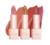 Oulac Pink Glitter Moisturising Lipstick Set - Pink Red Shimmer Lipsticks for Women, Hydrating & Smooth, Glitter Diamond Finish, Creamy Sparkling Formula (PG11+PG09+D04)