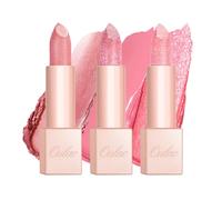 Oulac Pink Glitter Moisturising Lipstick Set - Pink Shimmer Lipsticks for Women, Hydrating & Smooth, Glitter Diamond Finish, Creamy Sparkling Formula(PG03+PG10+D08)