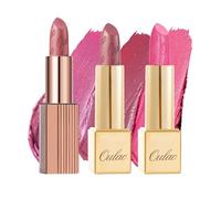 Oulac Pink Metallic Shine Lipstick Set - Lip Set for Women, Rose Lip Color Kit, Creamy Formula, Full Coverage, Hydrating & Smooth, Infused with Shea Butter, Vegan, Clean Beauty B602(602+D01+D17)