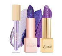 OULAC Purple Blue Metallic Lip Gloss Kit - Shimmer & High Pigment, Long Lasting Moisture Lip Gloss Set, Creamy Texture & Hydrating with Shea Butter, Vegan & Clean Beauty Formula MD02+D01+MSD16(3pcs)