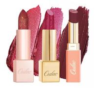 Oulac Red Matte Liptick Kit | Satin Matte Lipstick, Glitter Metallic Lipstick | Infused with Shea Butter, Moisturising, Long Lasting & Weightless | Vegan, High-Pigment(SG13+D03+GM15)