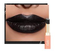 Oulac Satin Matte Black Lipstick - Long Lasting Lip Stick for Halloween, Full Coverage with Smooth Cream Texture Lip Colour, Moisturizing & Weightless Formula Lip Makeup, Vegan, 4.3g, SG16 Black Silk