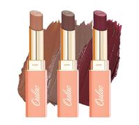 Oulac Satin Matte Lipstick Set - Long Lasting Lip Stick Kit, Full Coverage with Smooth Cream Texture Lip Colour, Moisturizing & Weightless Formula Lip Makeup, Vegan, 4.3g (10+12+13)