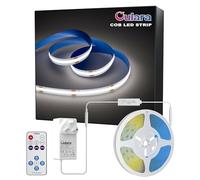 OULARA COB LED Strip 6000K Daylight White LED Strip Light 10M Dimmable Super Bright 24V CRI 90+ Flexible Tape Lights Kit with RF Remote Timer Function for Kitchen Cabinet Shelf TV DIY Lighting Project