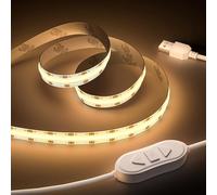 OULARA USB COB LED Strip, 5V Warm White 2700K 3M Dimmable USB Powered Density COB Tape Flexible Cuttable LED Strip for TV Backlight, 3D Printer, RV, Sewing Machine, Bedroom, Mirror