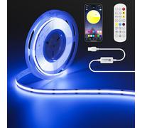 OULARA USB RGB COB LED Strip 5V 1M Colour Changing LED Strip Lights Multicolour Flexible Tape Light with Bluetooth App Control for TV, Bedroom, Party, DIY Decoration