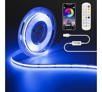 OULARA USB RGB COB LED Strip Light 5 V 3 m, Colour Changing Strip Light with 600 LEDs/M, Multicoloured Flexible LED Strip with Bluetooth Smart App Controller for TV, Bedroom, Party, DIY Decoration