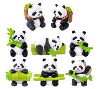 OULCLKH 8 pcs Panda Figure Ornaments, Panda Cake Topper Set Cute Miniature Panda Figurine Toys Panda Animal Figures Gift for Children Birthday Party Decor