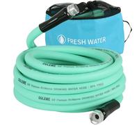 OULEME 25ft Premium RV Fresh Drinking Water Hose with Storage Bag, 5/8" For Travel Trailer Camper and Marine, Lead BPA Phthalate Free Green Garden Hose, Anti-Kink, Flexible