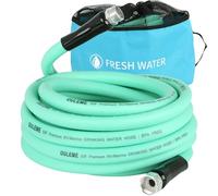 OULEME 25ft Premium RV Fresh Drinking Water Hose with Storage Bag, 5/8" for Travel Trailer Camper and Marine, Lead BPA Phthalate Free Green Garden Hose, Anti-Kink, Flexible