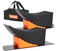 OULEME Curved Leveling Blocks, Raised Tire Change Ramp, for RV Camper Travel Trailer, Fits Dual Axle Tandem Wheel Aid Changing, Lift up to 6", Comes with Chock and Rubber Mat (2 Pack)