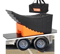 OULEME Raised Tire Change Ramp, Curved Leveling Blocks, for RV Camper Trailer Tire Lifts up to 6" with Wheel Chock, Rubber Pad, Dual Axle Tandem Wheel Aid (1 Pack)