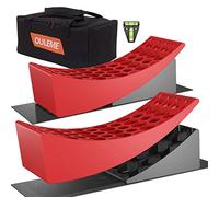 OULEME RV Leveling Blocks, Camper Trailer Leveler, 2 Packs for Travel Trailer Motorhome, Include 2 Curved Leveler Ramp, 2 Chock, 2 Rubber Mat, 1 T Bubble Level, 1 Carry Bag