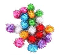 Oulensy 21/pack 3.5cm Cat Toy Soft Balls Kitten Toys with Tinsel Fluff Indoor Pompom Ball Assorted Color Random