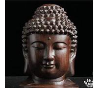 Oulensy Religious Wooden Sakyamuni Buddha Head Figurine Statue Art Serenity Collection