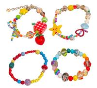 OuLi Store 4 x charm bracelets for women, beaded lucky bracelets, good mood bracelets gift for women, girls, friends