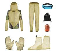 OuLi Store 6 Pieces Mosquito Net Suit - Jacket Hood & Pants & Mitts & Socks Sets, Light-Weight & Breathable Mesh Clothing (XL)