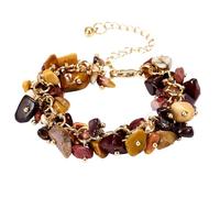 OuLi Store Natural Crystal Bracelet, Handmade Adjustable Natural Crystal Stone Bracelet, Unisex Fashion Accessory Jewellery Gift Women (Tiger Stone)