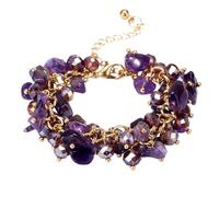 OuLi Store Natural Crystal Bracelet, Handmade Adjustable Natural Crystal Stone Bracelet, Unisex Fashion Accessory Jewellery Gift Woman (Amethyst)