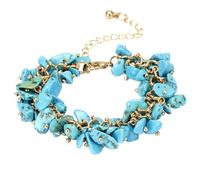 OuLi Store Natural Crystal Bracelet, Handmade Adjustable Natural Crystal Stone Bracelet, Unisex Fashion Accessory Jewellery Gift Women (Turquoise)