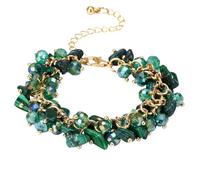 OuLi Store Natural Crystal Bracelet, Natural Crystal Stone Bracelet Handmade Adjustable Unisex Fashion Accessory Jewellery Gift Women (Green Crystal)