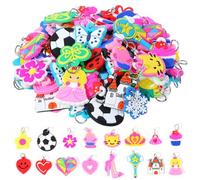 Ouligay 100 Pcs Silicone Charms for Bracelets,Rubber Loom Band Charm,Rubber Band Bracelets Charm for Jewelry Making,DIY Bracelet Pendant Handmade Materials(Multiple Styles)